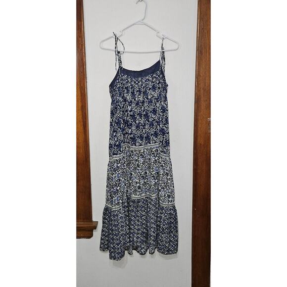 Sadie & Sage Tiered Eyelet Midi Dress Floral Sleeveless Tie Straps Sz Small Boho - Picture 11 of 11